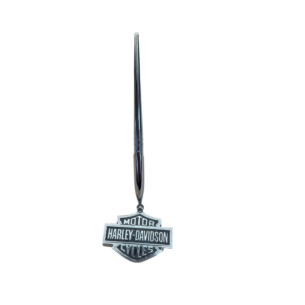 2007 Harley Davidson Silver Weighted Desk Pen with Harley Davidson Emblem Holder
